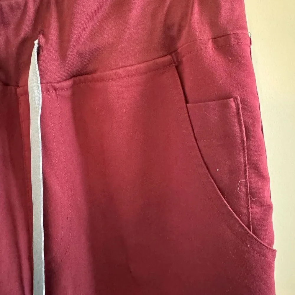 Figs Yola Skinny Scrub Pants Burgundy - Picture 6 of 9